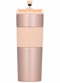 Resim Lotus Plus Lüx French Press Termos | Rose Gold Paslanmaz Çelik Termos Mug 450 ml (3 FONKSİYONLU) 