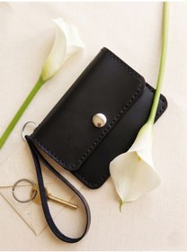 Resim Luna Luster Hakiki Deri Minimal Tasarım Unisex Siyah Kartlık & Cüzdan SİYAH 