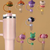 Resim 1/8 adet, silikon pipet kapağı, sevimli çizgi film pipet kapağı, 30 ve 40 ons bardaklarla uyumlu, sevimli uzaylı hayvan pipet kapağı, tekrar kullanılabilir pipet koruyucu, bardak aksesuarları 