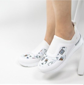 Resim Beyaz Nurse Life, Aynalı Streç Ortopedik Spor Ayakkabı Beyaz 