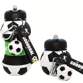 Resim 550ml/18.6oz Katlanabilir Futbol Şekilli Taşınabilir Sızdırmaz Kapaklı Silikon Su Matarası Seti 