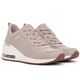 Resim Skechers Kadın Bej Million Air-Hotter Air Kalın Tabanlı Dolgu Topuklu Sneaker - Bej / 36 