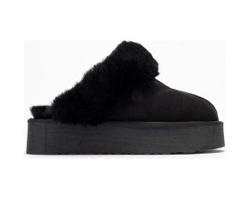 Resim Luvishoes Luvi Shoes Olessa Siyah Hakiki Deri Süet Kadın Kürklü Terlik Siyah Süet Siyah 