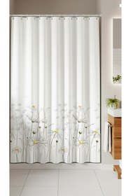 Resim Tropikhome Banyo Perdesi Papatya Çiçek Desen Duş Perde Su Geçirmez Küvet Perde 180x200 Duş Perdesi 12 C-halkalı 
