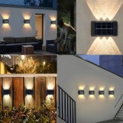 Resim Güneş Enerjili 6 LED (Kavisli Lens) Dış Mekan Bahçe Işıkları, Bahçeleri ve Duvarları Süslemek ve Su Geçirmez Duvar Aksesuarları ile Ortam Aydınlatması Sağlamak için. 
