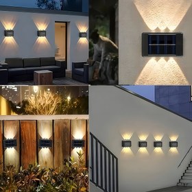 Resim Güneş Enerjili 6 LED (Kavisli Lens) Dış Mekan Bahçe Işıkları, Bahçeleri ve Duvarları Süslemek ve Su Geçirmez Duvar Aksesuarları ile Ortam Aydınlatması Sağlamak için. 