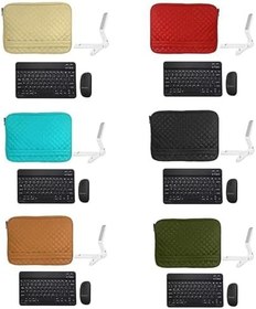 Resim Microcase Samsung Tab S8+ Plus SM-T800 12.4 inch Kapitone Tablet Çanta + Bluetooth Klavye + Mouse + Tablet Standı - AL8123 (Green) 
