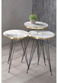 Resim Uslucan Alışveriş Zigon Sehpa Ve Orta Sehpa Kr Set Siyah Tel Ayak Altın Efes Çok Renkli 