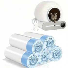 Resim 5 adet Kalınlaştırılmış Kokuya Dayanıklı Kedi Kumu Kutusu Linerleri, Tonepie Otomatik Kedi Tuvaleti ile Uyumlu, Kendi Temizliğini Yapabilen PVC Pet Atık Torbaları Kolay Temizlik için - Kedi İçin Tasarlanmış 