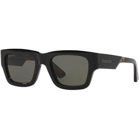 Resim Gucci Gg 1668s 001 52 Unisex Kare Siyah Kemik Güneş Gözlüğü Siyah 