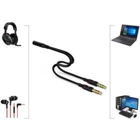 Resim Aux 3.5 Mm Kulaklık Mikrofon Dönüştürücü Birleştirici Kablo 