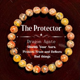 Resim 1 Adet Bohem Ayı Ejderha Akik Boncuklu Bilezik - 8mm Mermer Kırmızı/Turuncu/Sarı/Yeşil Boncuklar, Erkekler ve Kadınlar için Koruyucu Kalkan Takısı, Günlük Giyim & Bayramlık Hediye 