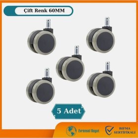 Resim Sandofis 60 Mm Gri Ofis Koltuğu Tekeri/çift Renk Teker 