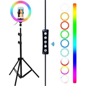 Resim Asfal 210 cm Tripod -Led Halka Işık Youtuber Tiktok Makyaj Stüdyo Işığı Ring Light 
