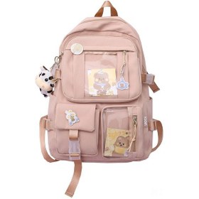 Resim Lemestar Kız Çocukları İçin Pembe Ve İnek Desenli, Yumuşak Kumaş, Dayanıklı Okul Çantaı - Lise, Üniversite, Ortaokul Ve İlkokul Öğrencileri İçin Çok Renkli 