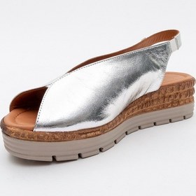 Resim Luvishoes Luvi Shoes Blom Gümüş Hakiki Deri Kadın Dolgu Topuk Sandalet Gümüş 