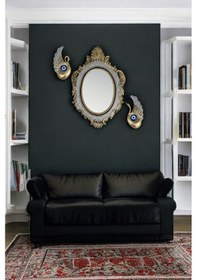 Resim Dekoratif Polyester Ayna Ve Nazar Boncuklu Kuğular Altın 