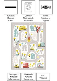 Resim VİVİCAHOME Dijital Baskı Kaymaz Taban Makinede Yıkanabilir Çocuk Odası Halısı Bebek Odası Halısı VCH 