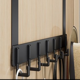 Resim 1 Adet Kapı Üstü Askılık, 6 Kancalı Alüminyum Giysi Askısı, Delme Gerektirmeyen Şık Giriş Organizatörü, Duvara Monte Ceket Askısı 