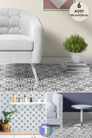Resim Technojet Kendinden Yapışkanlı Karo PVC Mutfak Banyo Tezgah Kaplama Sticker 6Adet 20cm×20cm 