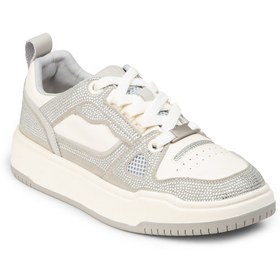 Resim Deery Kadın Hakiki Deri Gümüş Renk Taş Detaylı Sneaker 