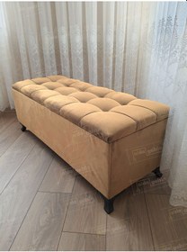 Resim Çizgi Kapitoneli Sandıklı Puf 90 Cm Siyah Ayak Karışık 