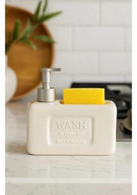 Resim Şık Ve Fonksiyonel Seramik Süngerlikli Sıvı Sabunluk/deterjanlık, Krem, 500 Ml Krem 