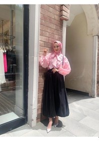 Resim Hasenna Etks002 Arkadan Fermuarlı Balon Etek Siyah 