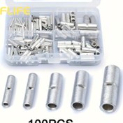 Resim 100 adet Yalıtımsız Tel Butt Bağlantı Kiti Butt Splice Bağlantı Elemanları Yalıtımsız Sıkma Tel Bağlantı Elemanları 24-8 AWG Yalıtımsız Butt Bağlantı Elemanı 