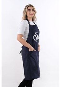 Resim Unisex Master Chef Ayar Askılı Mutfak Önlüğü Lacivert 