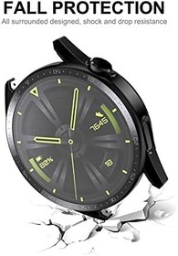 Resim NovStrap Huawei Watch GT3 46mm ile Uyumlu Ekran Koruyucu Temperli Cam ve Kasa Koruyucu Sert PC SİYAH 