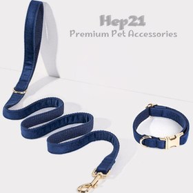 Resim Dog Collar Named Navy Blue Velvet Collar 146814 - Chest Collar / S 