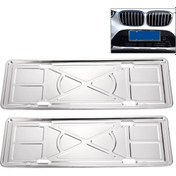 Resim 2 Adet Araba Plakası Alüminyum Alaşımlı Braket Çerçeve Tutucu Standı Dağı Gümüş 