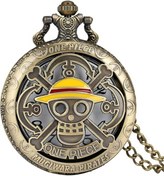 Resim Hediye Sahibi Kişiye Özel Köstekli Cep Saati Ouartz One Piece Tasarımlı Zincirli Cep Saati 