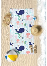 Resim Sevimli Balina Dijital Baskılı 75x145 Cm Çocuk Plaj Havlusu 