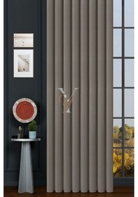 Resim İpek Kadife Fon Perde V-09 Gri Gri 