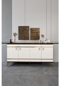 Resim KORDON KONSOL MDF MEBRAN KAPAK CEVİZ KREM GOLD 