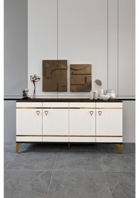 Resim KORDON KONSOL MDF MEBRAN KAPAK CEVİZ KREM GOLD 