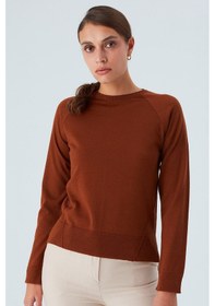 Resim Peraluna Vanessa Pullover Merino Yünlü Yanları Yırtmaçlı Ince Kadın Triko Kazak Kahve-kahve Kahve 