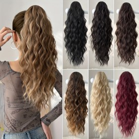 Resim 50.8cm Claw Ponytail Uzatma Saç - Su Dalga Isıya Dayanıklı Sentetik Lif, Kadınlar için Doğal Görünüm, Kolay Tarzda Stil, Günlük ve Özel Günler için Mükemmel, Çok Yönlü Saç Parçası, Isıya Dayanıklı Saç Parçası 