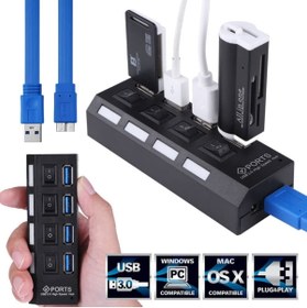 Resim Derwell 4 Port Usb 3.0 Hub Çoğaltıcı Çoklayıcı Swıtch Anahtarlı Çoklama Dişi Splitter Laptop Bilgisayar Için 