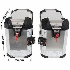 Resim GP Kompozit Universal 40 lt x 2 Alüminyum Motosiklet Yan Çanta Seti Gri 