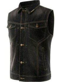 Resim MOTOANL Motosiklet Kot Yelek Dayanıklı Jeans Kot Kumaş 3d Sırt Koruma Chopper Motor Yelek 