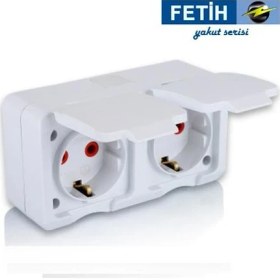 Resim Fetih Priz Ikili Topraklı Kapaklı Sıva Üstü Yakut 850-00-22 