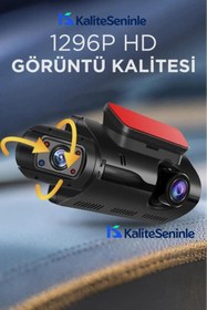 Resim KALİTESENİNLE Araç Içi 2 Kameralı Lcd Ekranlı Gece Görüşlü , G-sensörlü Kamera ,1296p KS-03 