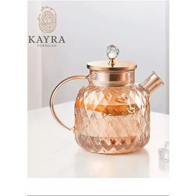 Resim Kabartmalı Borosilikat Cam Demlik 1000ml Cm-2006 Ahşap - Çelik 