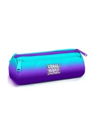 Resim Coral High Kids Turkuaz Mor Renk Geçişli Üç Bölmeli Kalem Çantası 22063 
