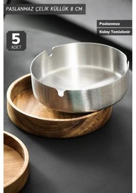 Resim 5 Li Set Küllük 8 Cm Paslanmaz Çelik Kül Tablası Sigara Küllüğü 