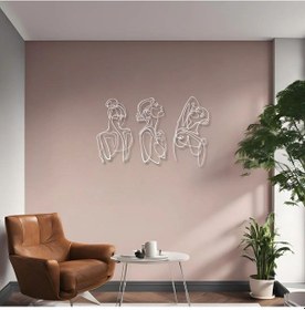 Resim Metal Duvar Dekorasyonu 3 Parça Soyut Kadın 3 Pieces Abstract Woman Metal Duvar Tablosu Soyut 
