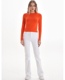Resim Likralı Pamuk Tişört-slim Fit -turuncu Turuncu 